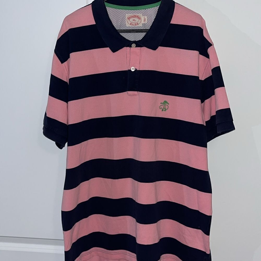 Brooks Brothers Golden Fleece SS golf polo Shirt Pink/Blue stripe XL men’s